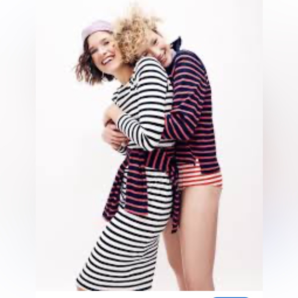 J. Crew Knit Black and White  Striped Midi Dress Size 6
